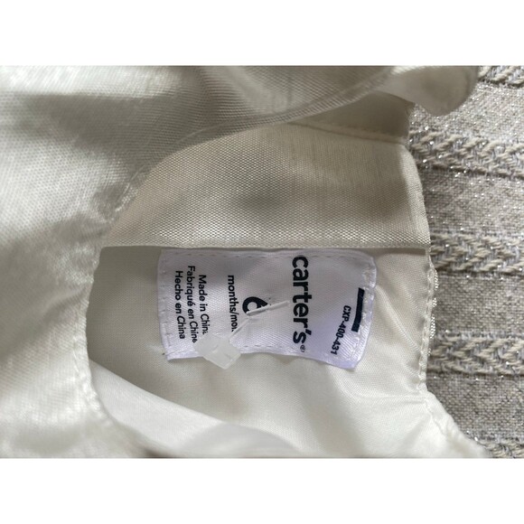 Carters off white formal dress baby girl 6 months christening satin sheen - Picture 8 of 9
